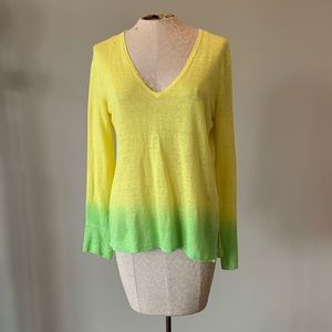 Ralph Lauren Long Sleeve Yellow Green Ombré Top